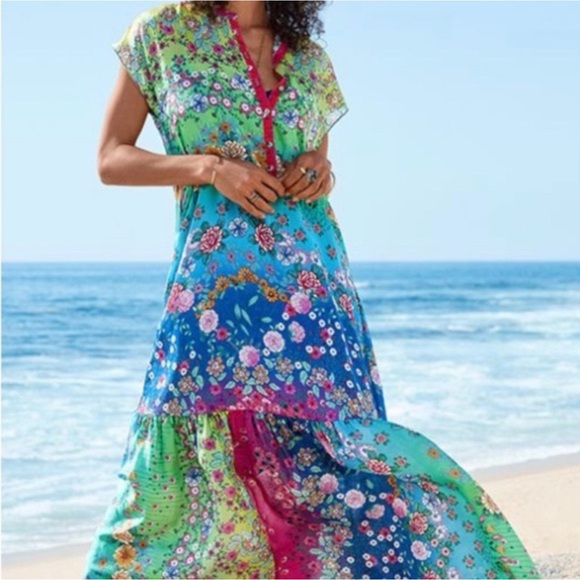 Johnny Was Dresses & Skirts - Johnny Was Silk Alba Rainbow Floral Dress
